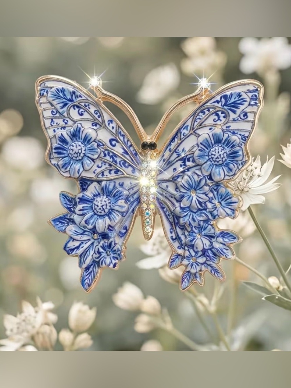 Delicate Blue Butterfly Brooch Pin